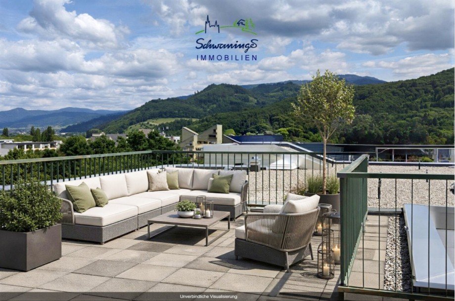 Teilansicht der visualisierten Dachterrasse Terrassenwohnung Denzlingen