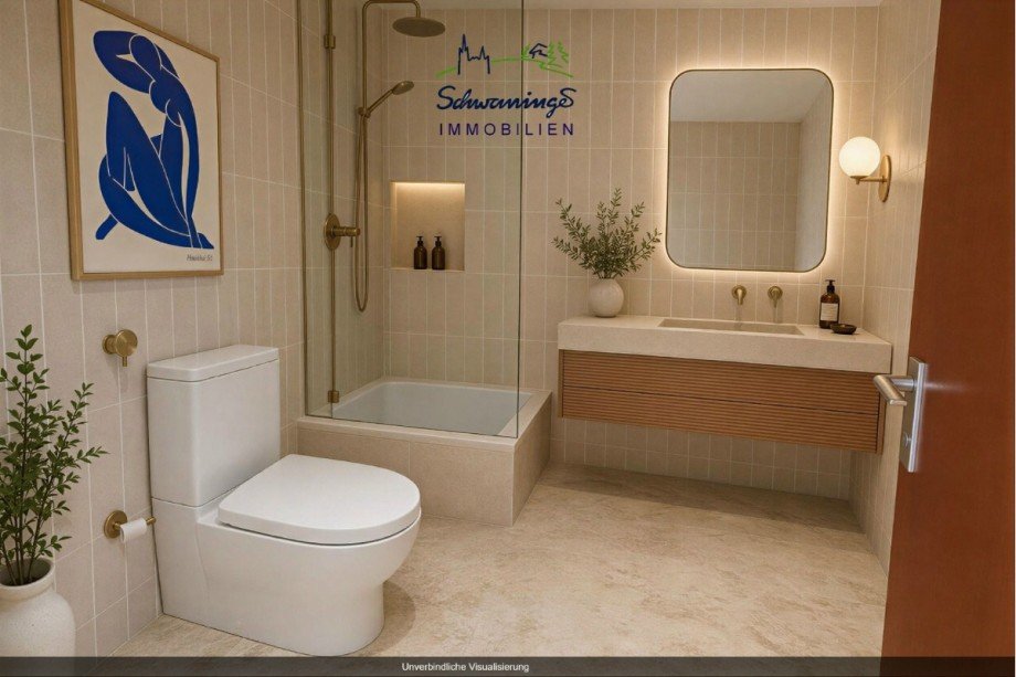 Einrichtungsbeispiel Bad mit Dusche u. WM Anschluss Terrassenwohnung Denzlingen