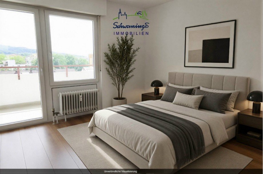 Einrichtungsbeispiel Schlafzimmer mit Loggia Terrassenwohnung Denzlingen