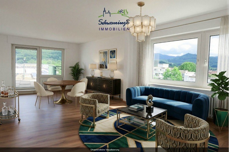 Einrichtungsbeispiel Wohn- Essbereich Terrassenwohnung Denzlingen